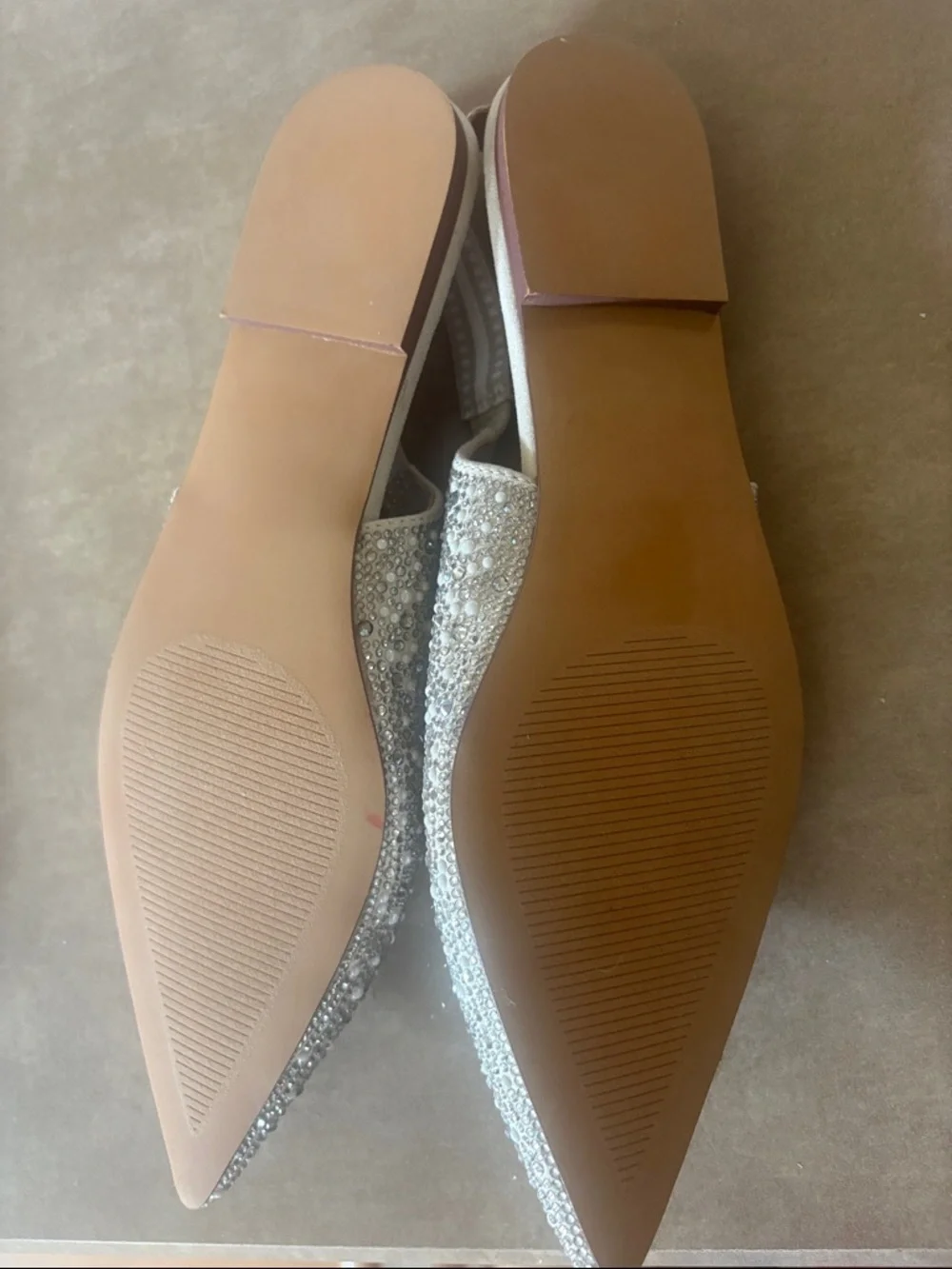 Steve Madden Silver Crystal Embellished Pointed Slingback Flats - Picture 3 of 5